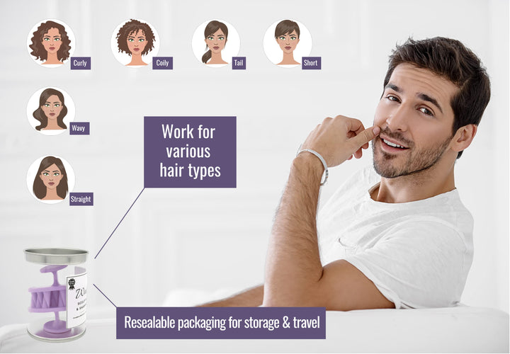 2-Pack Mold-Free Solid Silicone Hair Scalp Scrubber Massager Shampoo Brush, for Hair Growth Dandruff Itchy Flaky Scalp (Purple)