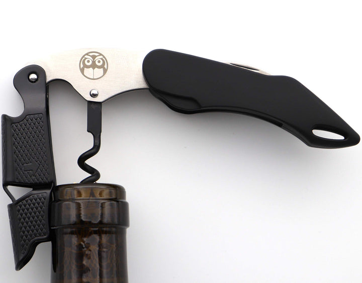 Wise Products Premium Professional Corkscrew Wine Bottle Opener Black Edition for Wine Lovers, Sommeliers, Waiters and Bartenders Eco friendly pouch and packaging.(1 PACK)
