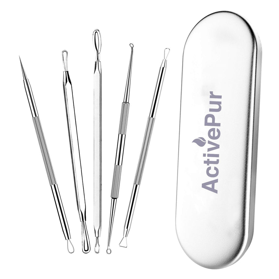 Blackhead Remover Pimple Comedone Extractor Tool Best Acne Removal Kit for Blemish, Whitehead Popping, Zit Removing for Risk Free Nose Face Skin with 5 Pcs Metal Case