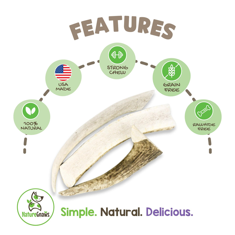 USA Elk Antlers for Dogs 5-8 (3 Count) - Mix of Split and Whole Pieces - Long Lasting for Aggressive Chewers - Natural Dog Chew Bones