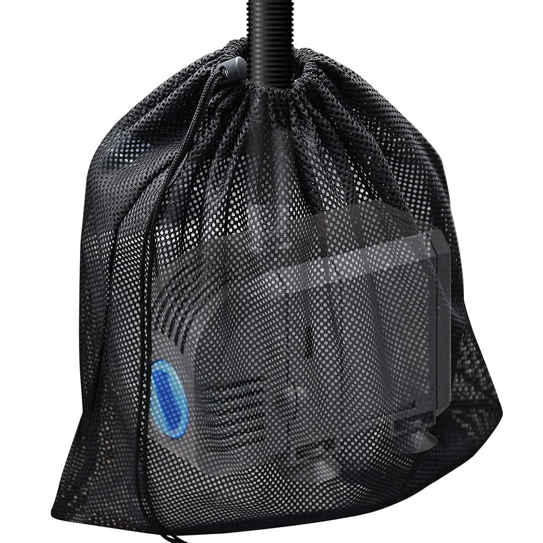 Large Pump Barrier Bag, 17.8x 17.8 Pond Pump Filter Bag, Black Drawstring Pump Mesh Bag for Pond Biological Filters