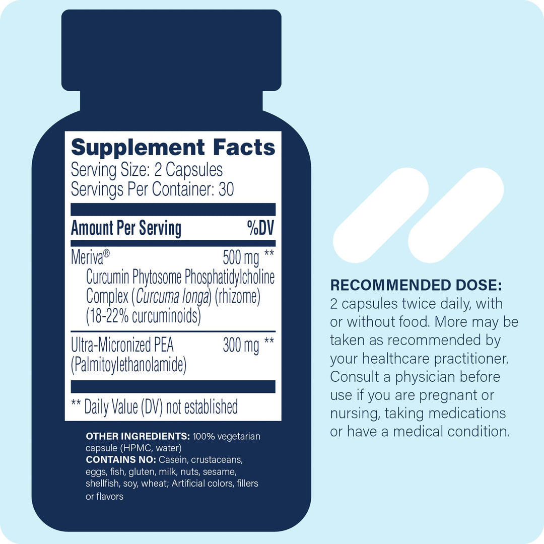 Pea + Turmeric Curcumin Supplement for Physiological Support Helps Support Nervous, Immune, &amp; Muscular Systems - 60 Capsules