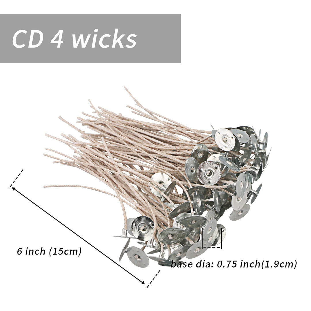 EUPNHY CD Series Candle Wicks for Soy Candles,100pcs CD 4 6 Pretabbed Wicks,Cotton & Paper Wicks for Candle Making.