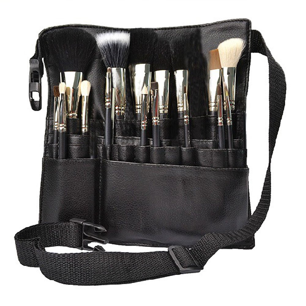 22 Pockets Professional Cosmetic Makeup Brush Bag with Artist Belt Strap for Women (Brush Not Included)