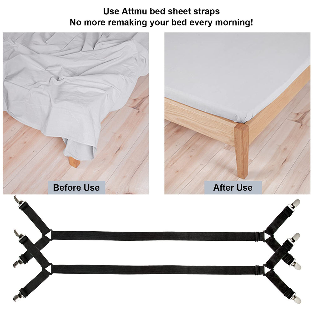 Attmu Bed Sheet Straps, 2 Pack Fitted Bed Sheet Fastene