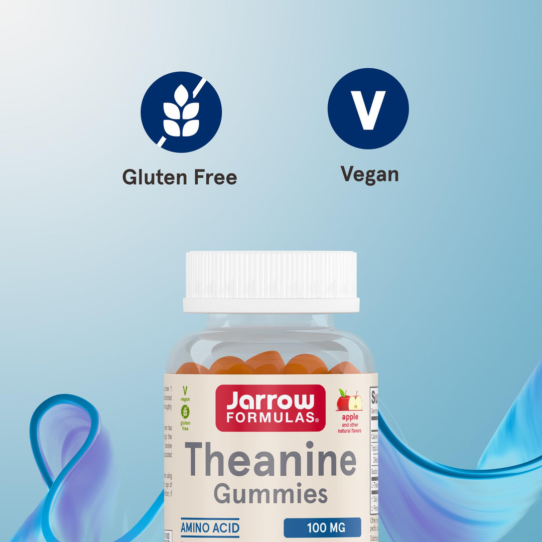 Theanine 100 mg Gummies, Dietary Supplement That Promotes Calmness, 60 Apple-Flavored Gummies, 60 Day Supply