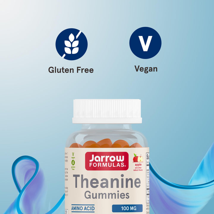 Theanine 100 mg Gummies, Dietary Supplement That Promotes Calmness, 60 Apple-Flavored Gummies, 60 Day Supply