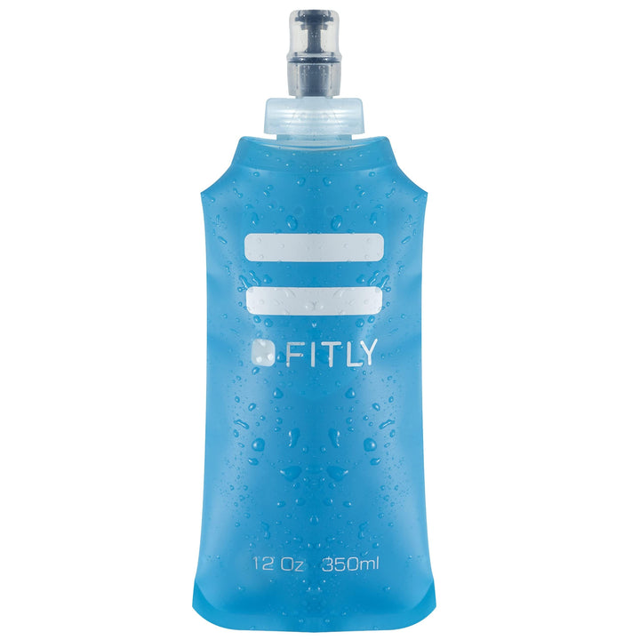 Soft Flask - 12 oz (350 ml)- Shrink As You Drink Pocket Soft Water Bottle for Hydration Pack/Running Vest- Folding Water Bottle for Running, Hiking, Cycling - Ski Water Bottles (FLASK350)