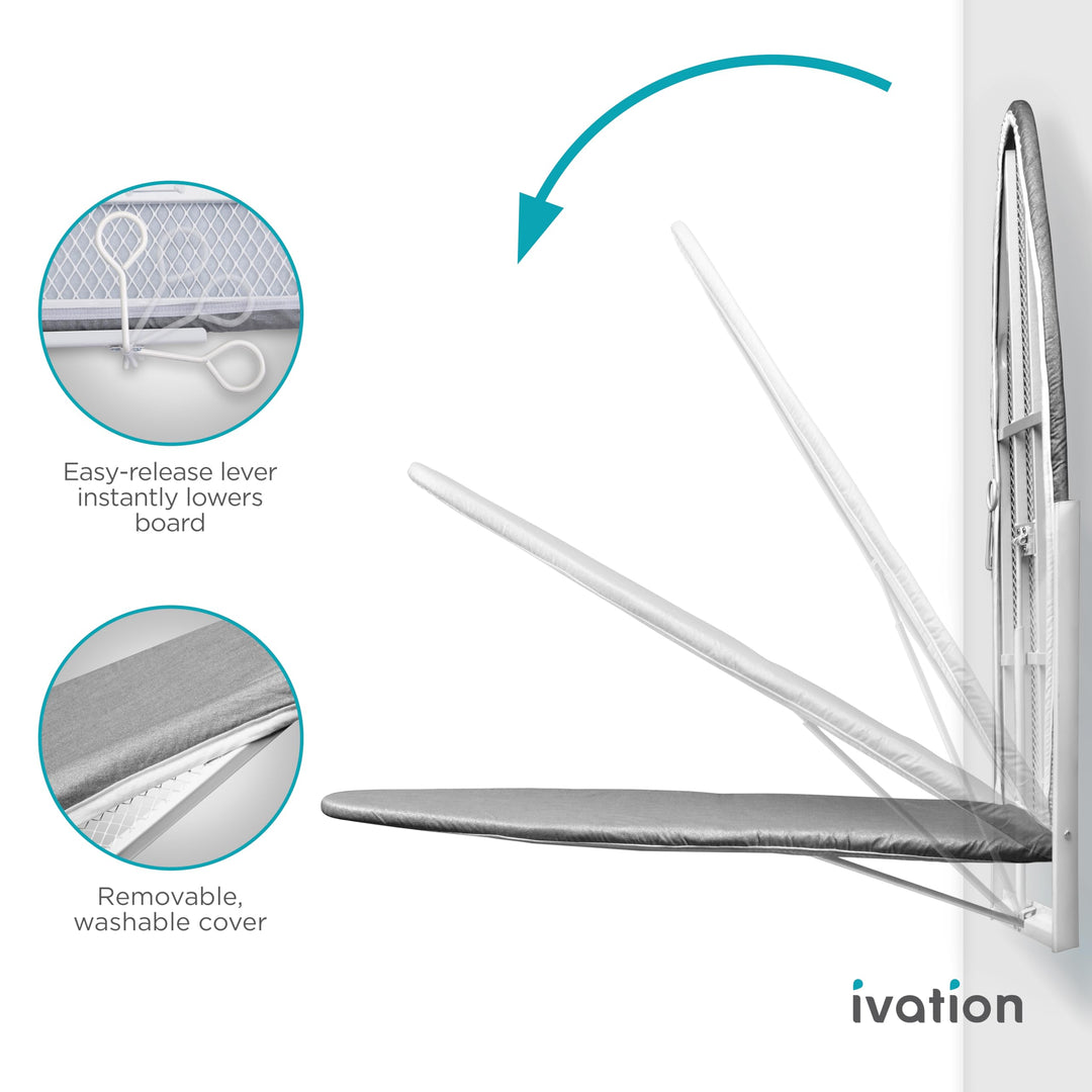 Ivation Wall-Mounted Ironing Board | Foldable 36.2” x 1