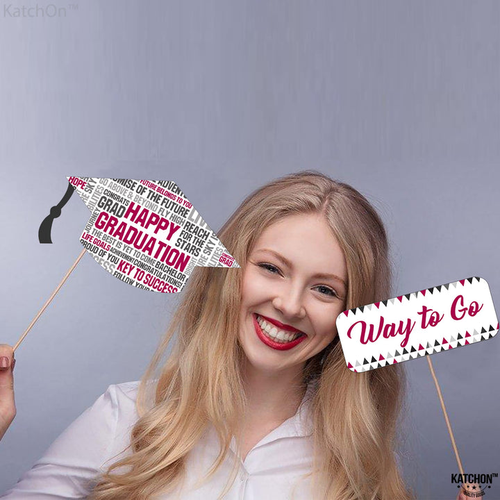 Graduation Photo Booth Props Maroon - Graduation Decorations 2019 - Graduation Party Supplies 2019 | Photo Booth Props Graduation Party Decorations | Class of 2019 Graduation Photo Props Maroon, 23 ct