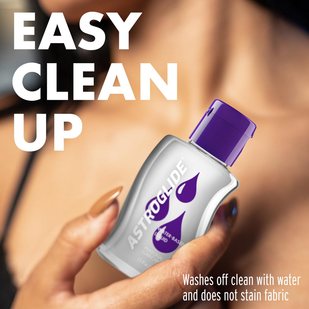 Astroglide Water Based Lube (2.5oz), Liquid Personal Lubricant for Long-Lasting Pleasure for Men, Women and Couples, Safe for Toys, Travel-Friendly Size