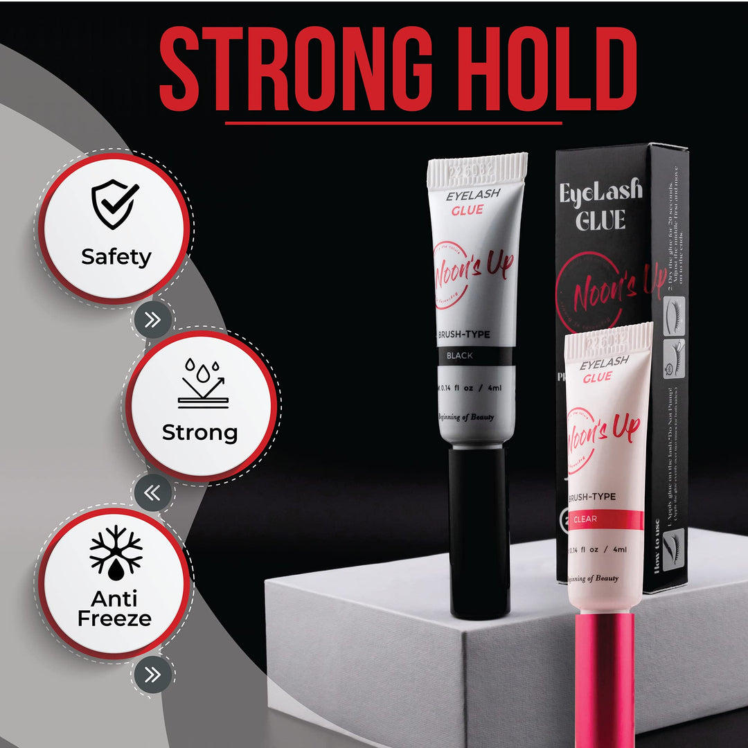NOON&#39;S UP Eyelash Glue (Black) - Super Strong Hold Eyelash Adhesive | Waterproof Eyelash Glue | Hypoallergenic Lash Glue for Sensitive Eyes | Black Eyelash Glue That Blends Naturally (0.14 Fl. Oz.)