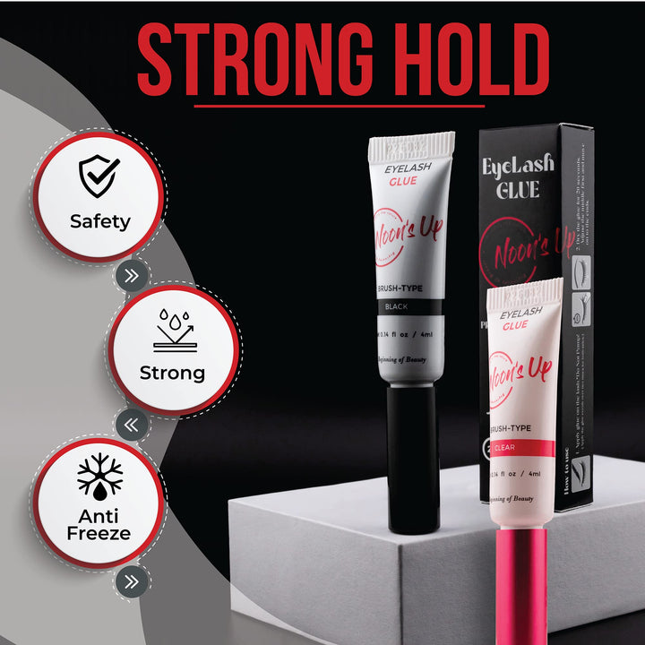 NOON&#39;S UP Eyelash Glue (Black) - Super Strong Hold Eyelash Adhesive | Waterproof Eyelash Glue | Hypoallergenic Lash Glue for Sensitive Eyes | Black Eyelash Glue That Blends Naturally (0.14 Fl. Oz.)