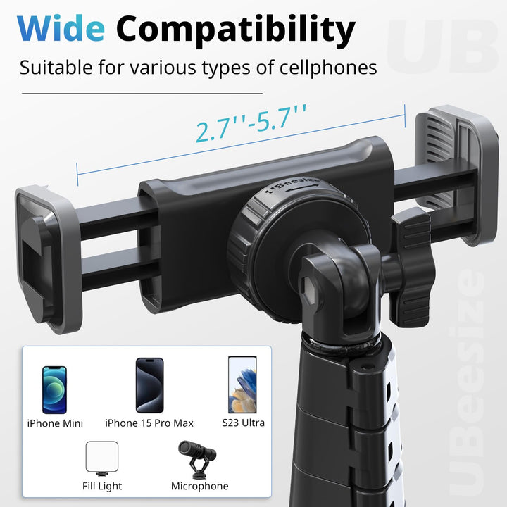 67 Phone Tripod &amp; Selfie Stick, Camera Tripod Stand with Wireless Remote and Phone Holder,Compatible with iPhone Android Phone, Perfect for Selfies/Video Recording/Live Streaming Black