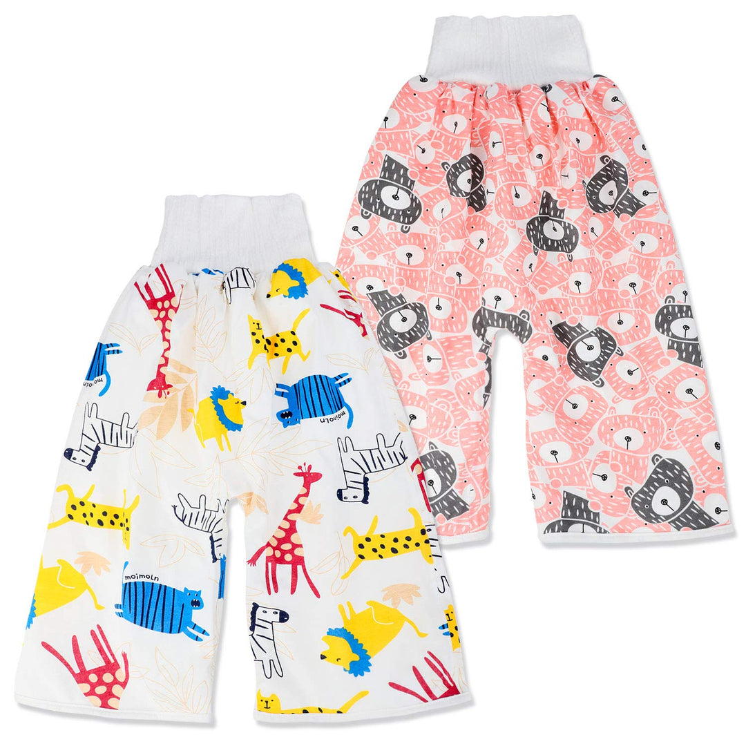 2 Packs Waterproof Diaper Pants Potty Training Cloth Diaper Pants for Baby Boy and Girl Night Time Pink