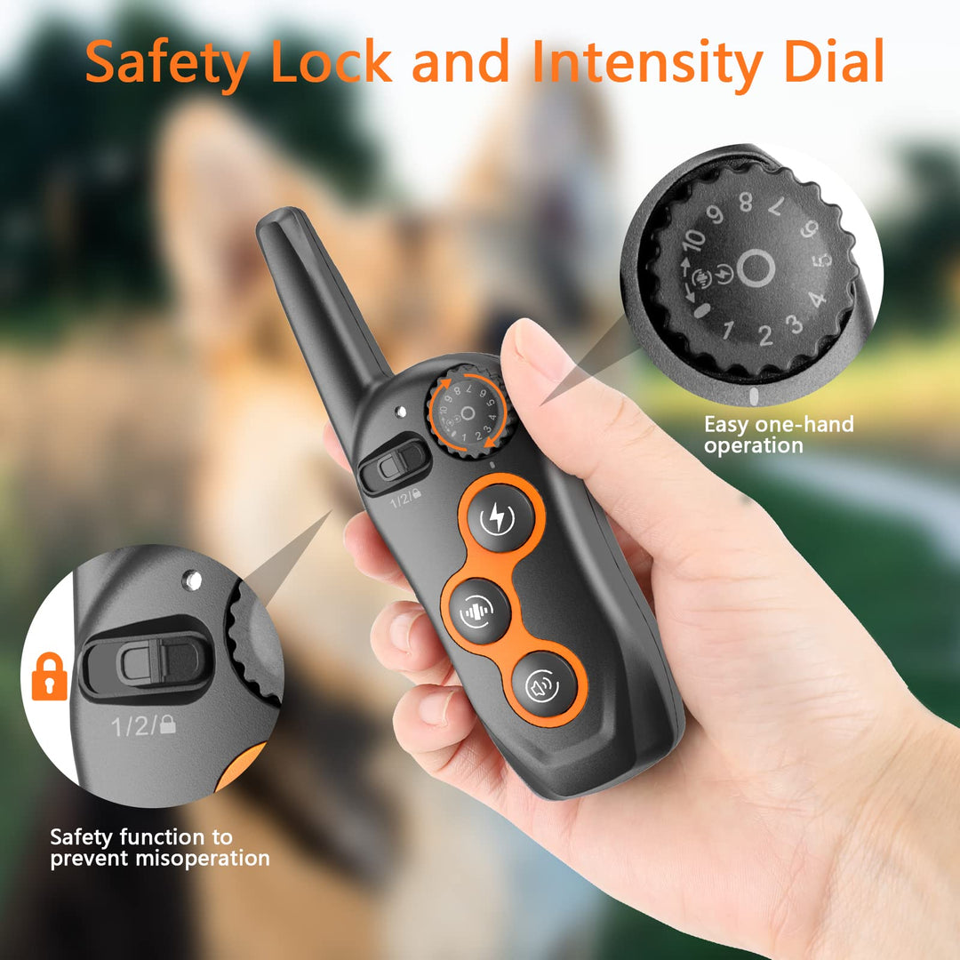 Dog Training Collar, IPX7 Waterproof Dog Shock Collar with Remote Control Range 1300ft, 3 Training Modes, Beep, Shock, Vibration, Rechargeable Shock Collar for Large Medium Small Dogs