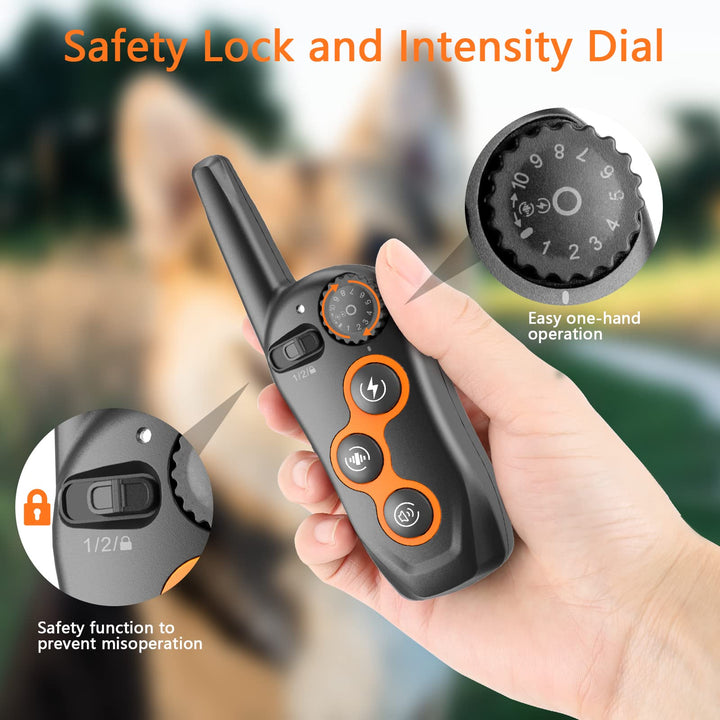 Dog Training Collar, IPX7 Waterproof Dog Shock Collar with Remote Control Range 1300ft, 3 Training Modes, Beep, Shock, Vibration, Rechargeable Shock Collar for Large Medium Small Dogs