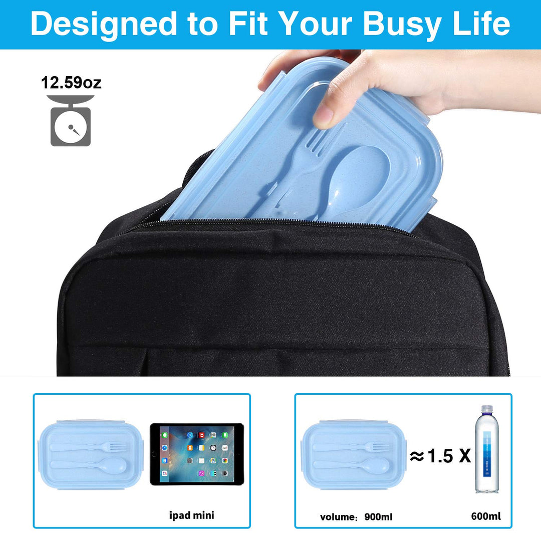 Bento Box for Kids Lunch Containers with 4 Compartments Kids Bento Lunch Box Microwave/Freezer/Dishwasher Safe (Flatware Included,Light Blue)