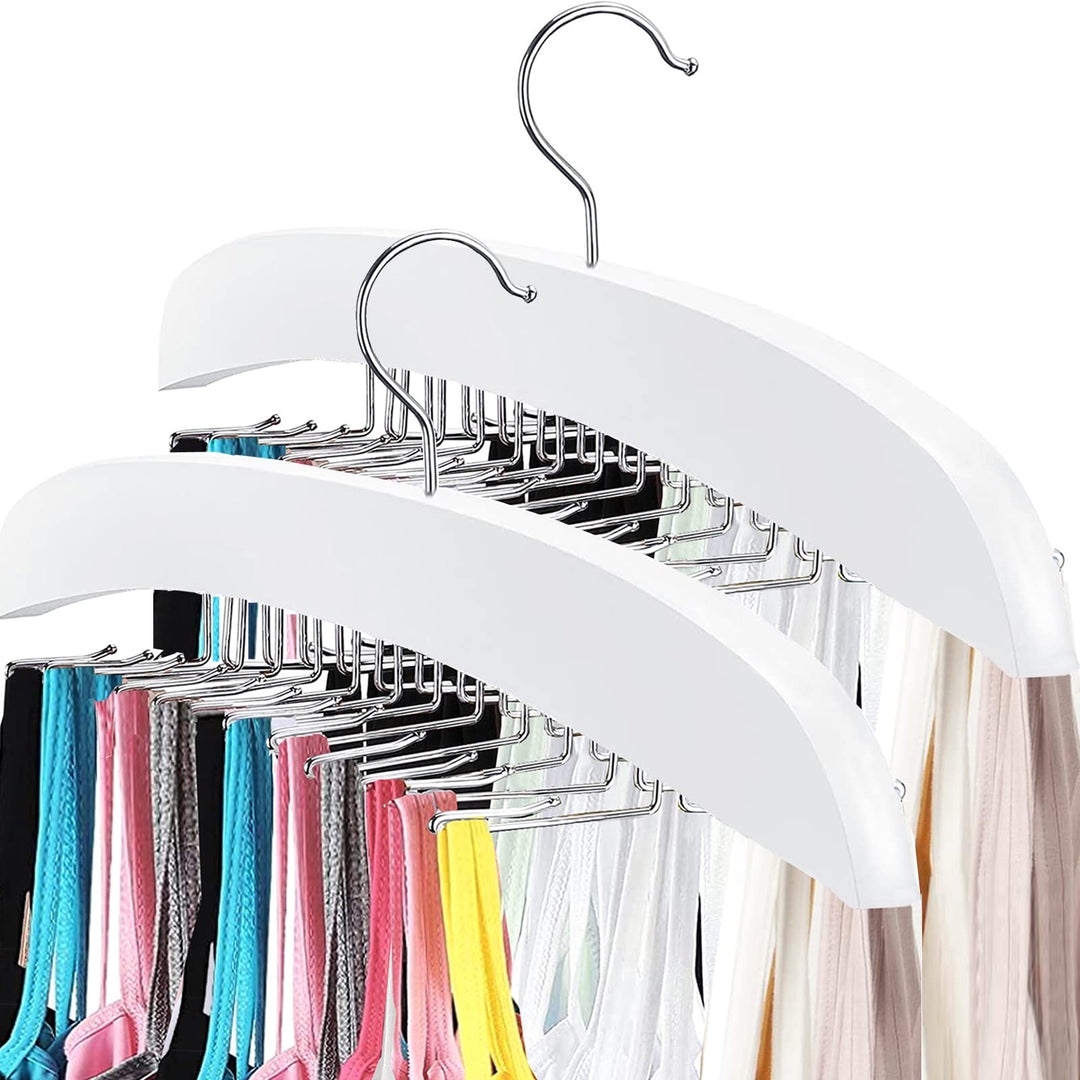 Tank Top Hanger Space Saving, 24 Large Capacity, Bra Hanger Organizers for Cami Tops, 360° Rotating Foldable Metal Hooks Camisoles Hangers for Scarfs, Bras, Bathing Suits, Belts, Ties (Black)
