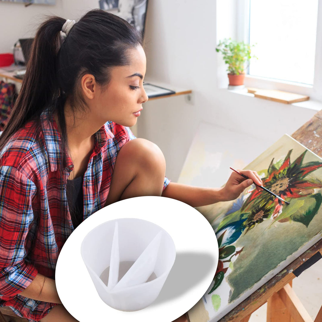Split Cup for Paint Pouring Fluid Art Silicone Split Cup Resin Pouring Painting Tools DIY Making Drawing Accessories Reusable Split Cup with Dividers (5 Channels)