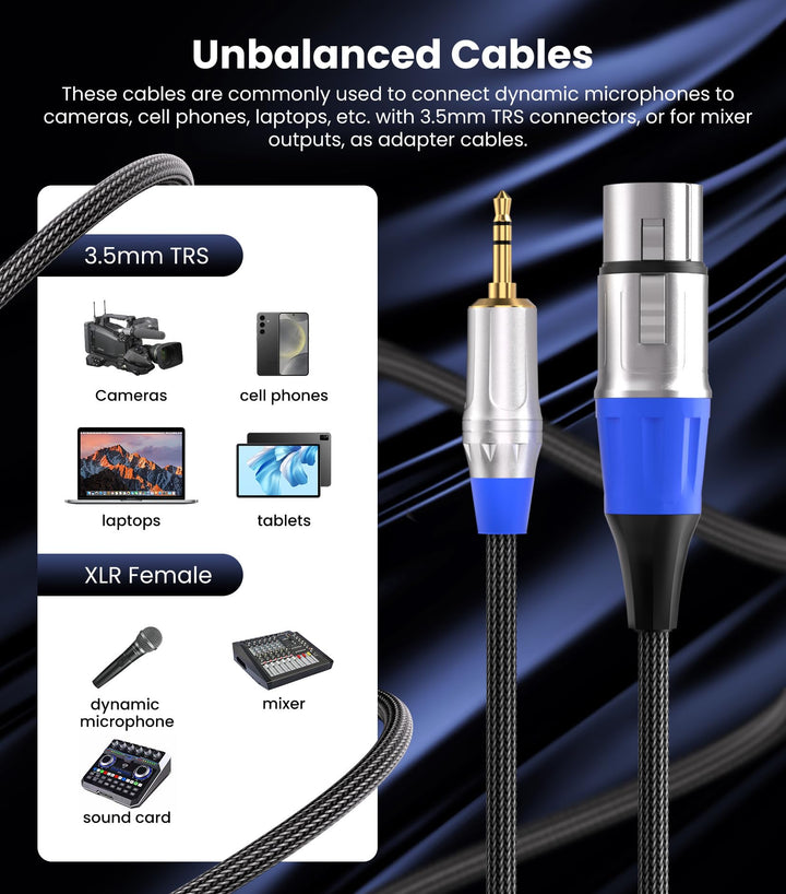 tisino XLR to 3.5mm Microphone Cable,Unblanced XLR Fema