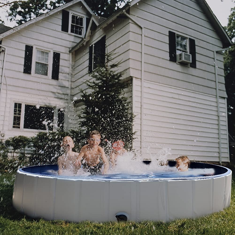 63x 12 Foldable Dog Pools for Large Dogs, Kids Swimming Pool with Hard Plastic, Wading Pools Bathing Tube for Backyard