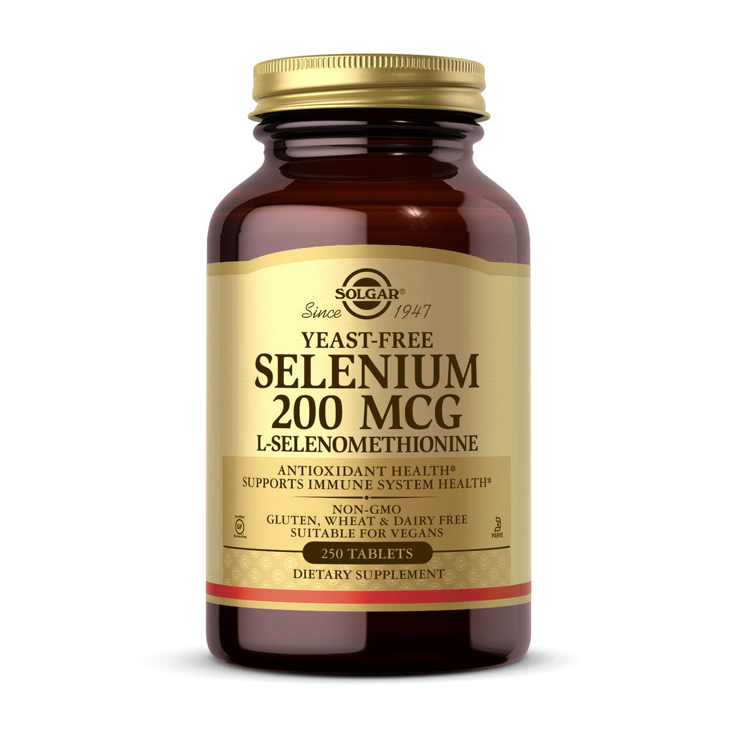 Solgar Yeast-Free Selenium 200 mcg, 250 Tablets - Supports Antioxidant &amp; Immune System Health - Non-GMO, Vegan, Gluten Free, Dairy Free, Kosher - 250 Servings