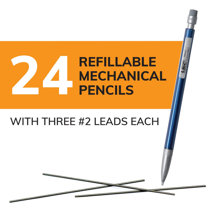Xtra-Precision Mechanical Pencil, Metallic Barrel, Fine Point (0.5mm), 24-Count, Doesn&#39;t Smudge and Erases Cleanly