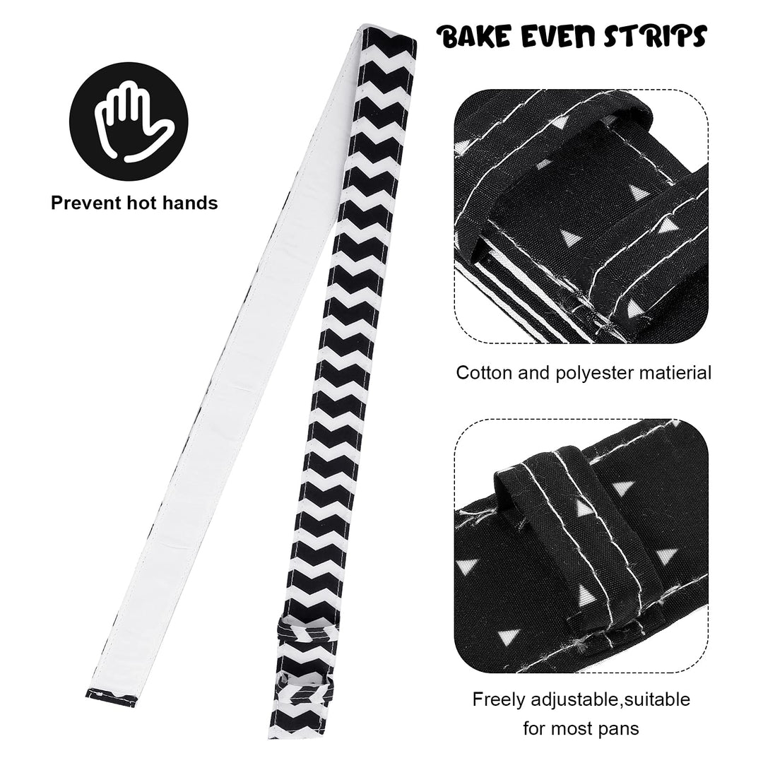 6 Pieces Bake Even Strips Cake Pan Dampen Strips Cake Pan Baking Strips Absorbent Thick Baking Tray Protection Strap for Clean Baking Edges(Stylish Style)