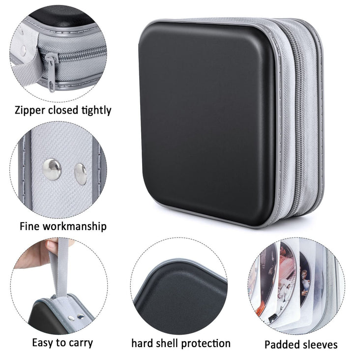 CD Case, DVDs Wallet Holder, CD/DVD Case Wallet 40 Discs Heavy Duty Bag Binder Storage Booklet Album (Black)