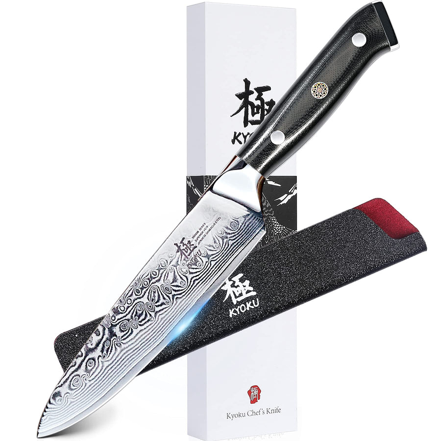 Chef Utility Knife - 6 - Shogun Series - Japanese VG10 Steel Core Forged Damascus Blade - with Sheath & Case