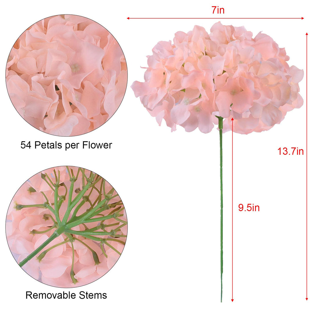 Blush Artificial Flowers Hydrangea Silk Flowers 10pcs Full Fake Hydrangea Flowers Artificial with Stems for Wedding Home Party Shop Baby Shower Blush Decoration