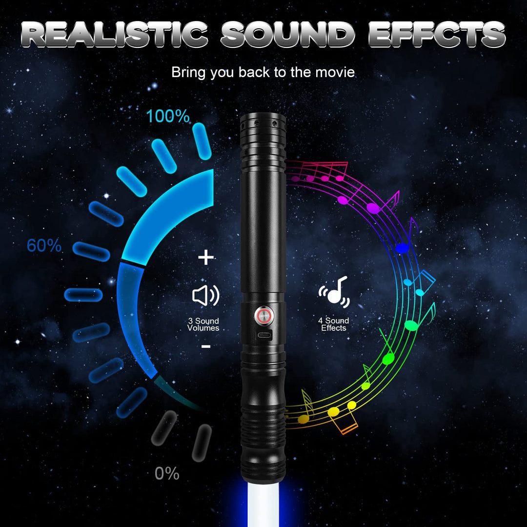 Dueling Light Saber - Smooth Swing Light Sabers 16 Colors Changeable FX Saber with 4 Sound Fonts, Metal Hilt Lightsabers for Teens Adults Heavy Dueling, FOC, Blaster (Black)