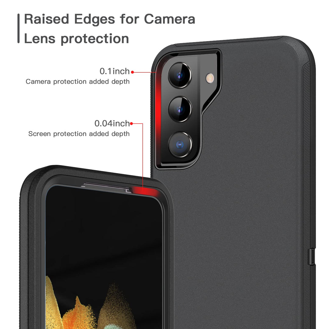 for Galaxy S22 Case Shockproof Rugged Full Body Protection Heavy Duty Dust/Drop Proof 3-Layer Cover Case for Samsung Galaxy S22 2022, Black