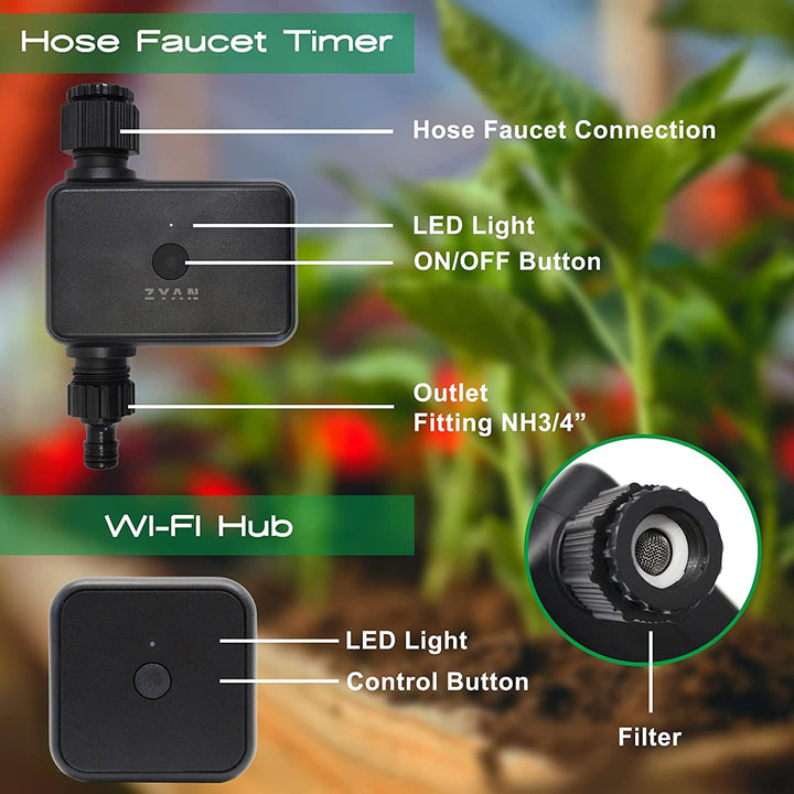 Smart Water Timer with WIFI Hub, Sprinkler Timer Compat