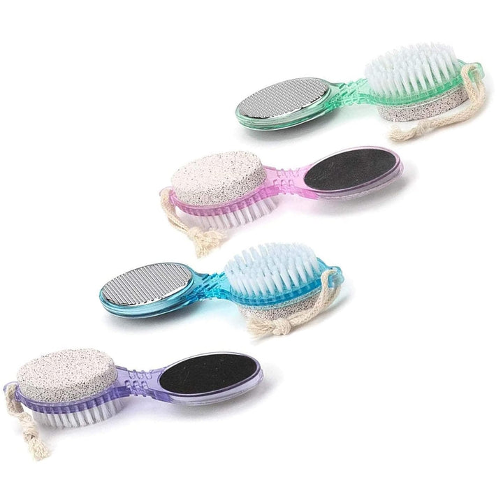 4 in 1 Pedicure Paddle Kit Tool with Pumice Stone for Feet, Toe Nail Cleaning Brush, Metal File and Emery Board, Manicure Pedicure Set (1 Pack)
