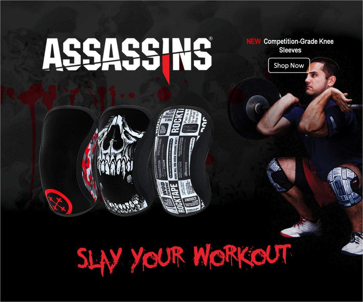 Rocktape Assassins Knee Compression Sleeves, Knee Brace for Weightlifting, Cross Training & Working Out - Reduce Strain & Swelling (2 Sleeves) 7mm Thickness, Small, Red Camo