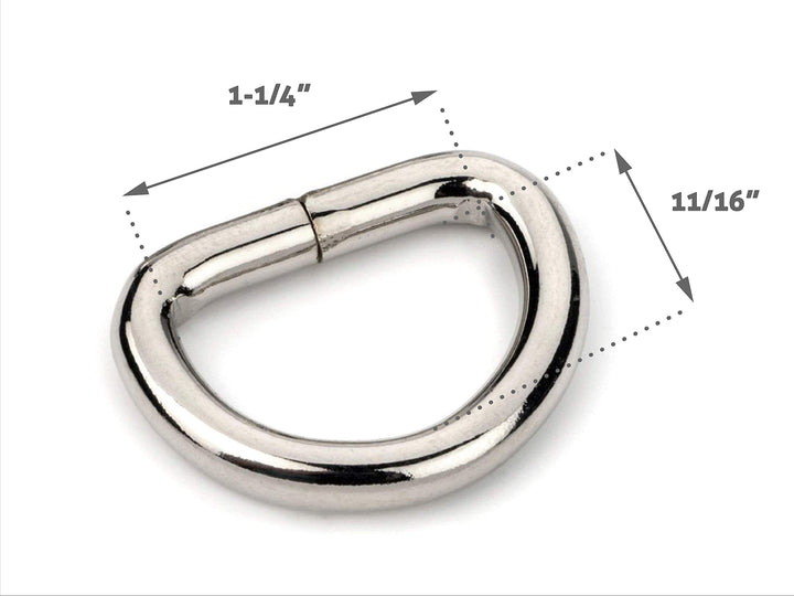 CRAFTMEmore 1 1/4 &amp; 1 1/2 Inches D-Ring Findings Metal Non Welded D Rings for Belts Bags Landyard Leathercraft Avail 4 Colors (1 1/4 x 20 pcs, Gunmetal)