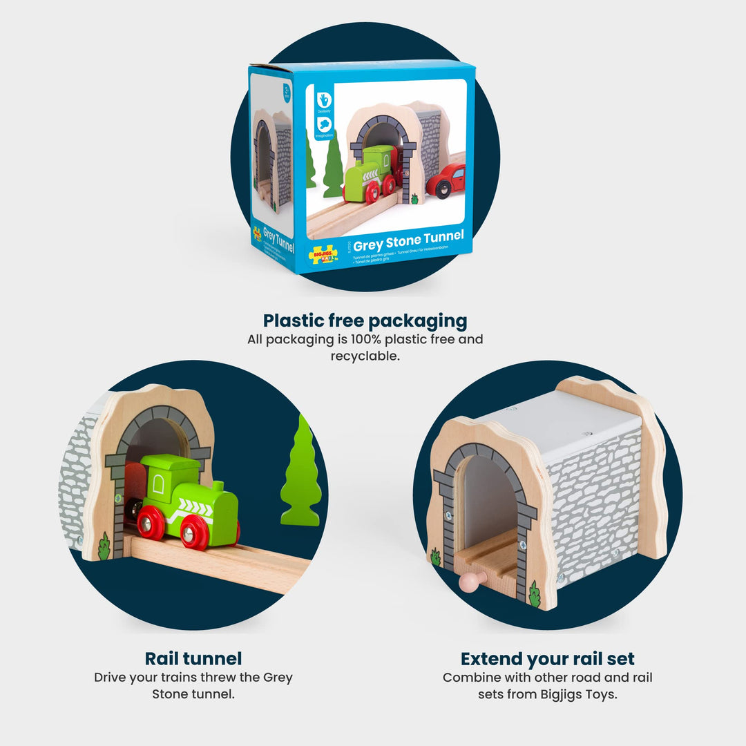 Grey Stone Tunnel - Other Major Wooden Rail Brands are Compatible