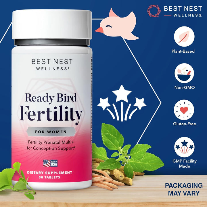 Women&#39;s Fertility - Daily Multivitamin for Pregnancy Support - Supplement with Methylated Vitamins Aids Conception - Nutritional Supplement with Ashwagandha &amp; Folate - 30 Tablets