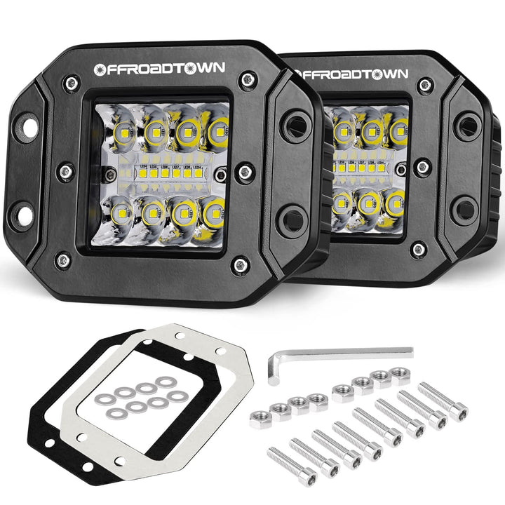OFFROADTOWN Flush Mount LED Pods, 2pcs 5&#39;&#