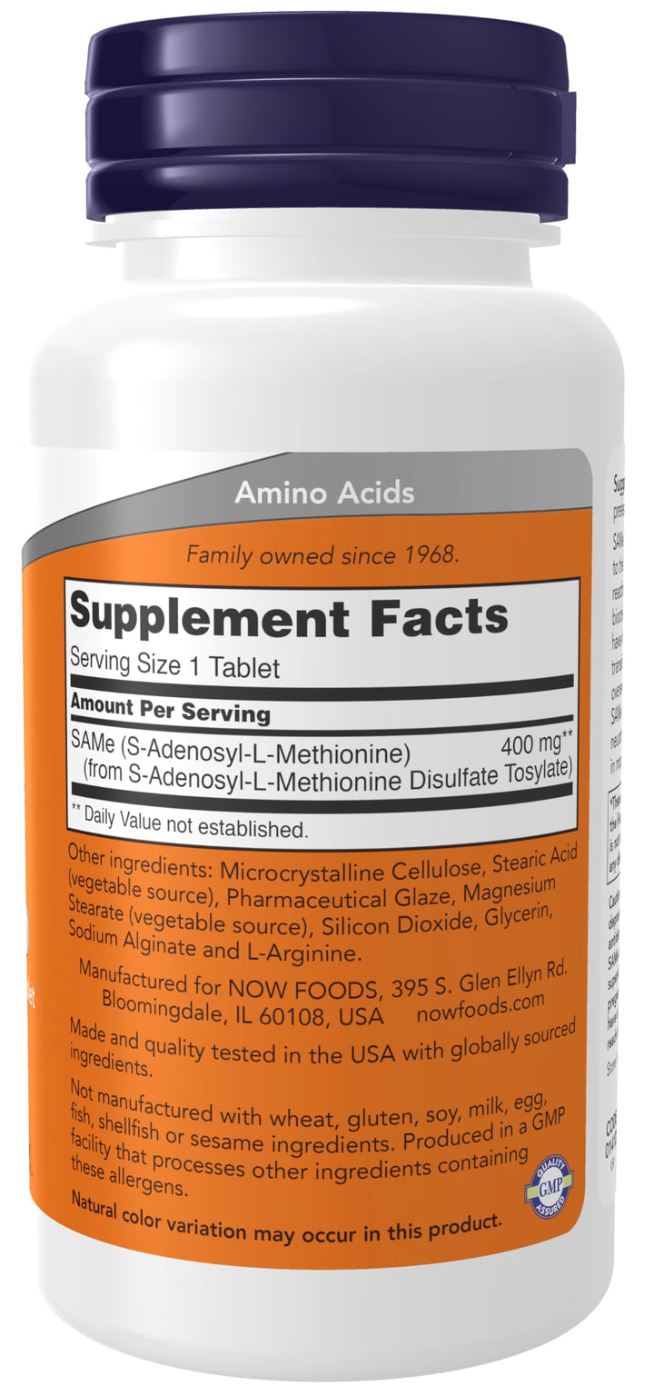 Supplements, SAMe (S-Adenosyl-L-Methionine) 400 mg, Nervous System Support*, 60 Tablets