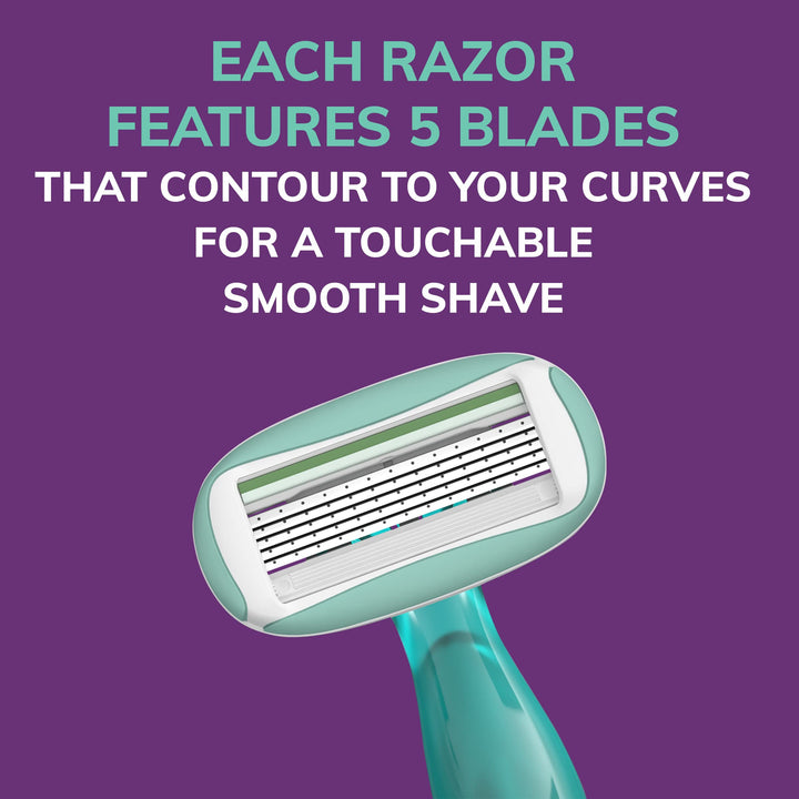Soleil Sensitive Advanced Women&#39;s Disposable Razor, Five Blade, 2 Count, for a Flawlessy Smooth Shave