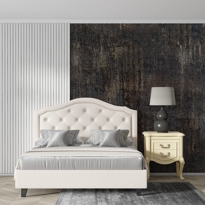 Distressed Wallpaper Industrial Metallic Wall Paper Non-Woven, 20.80&#39;&#39; X 393.00&#39;&#39;, Charcoal &amp; Gold