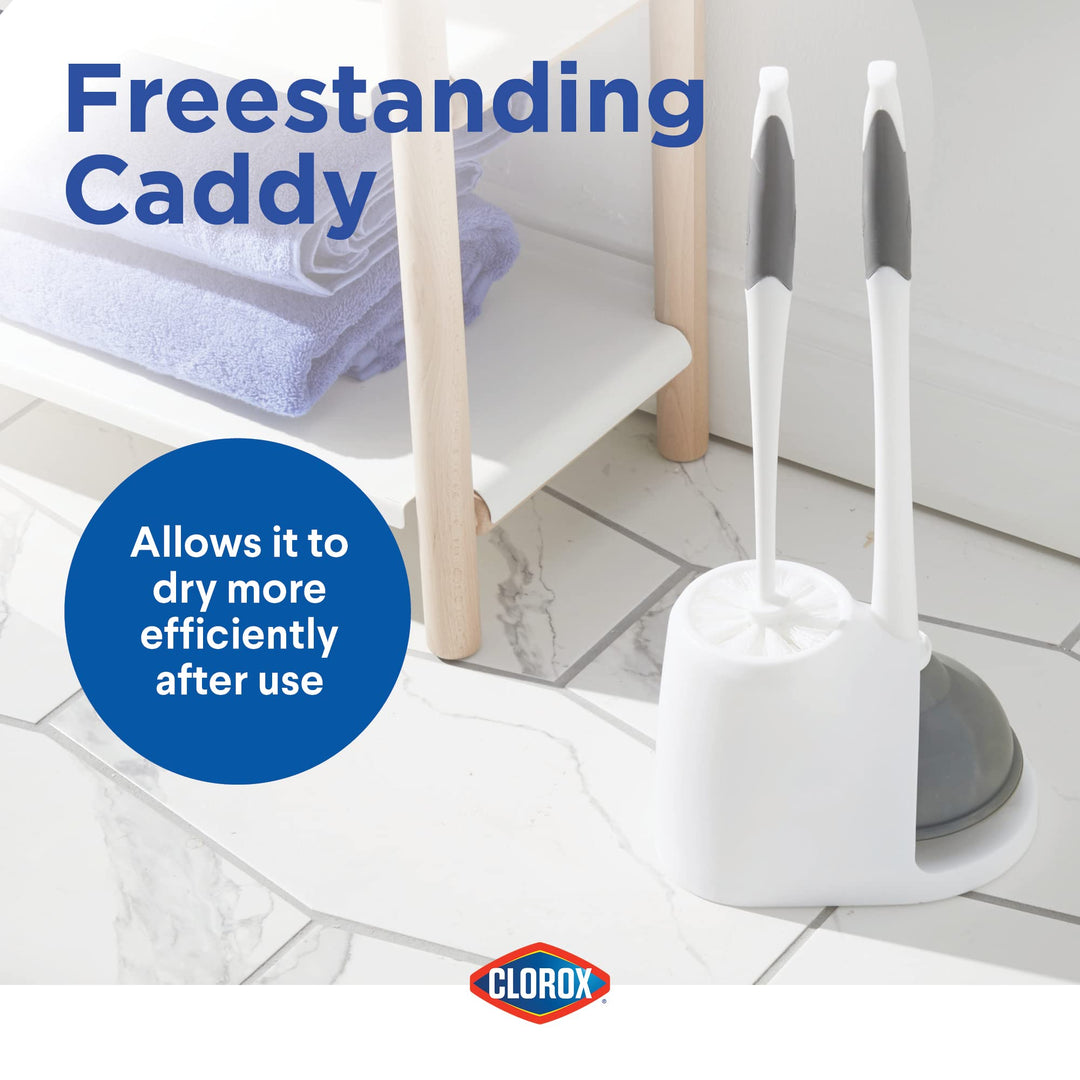 Clorox Toilet Bowl Brush &amp; Plunger Combo Set wi