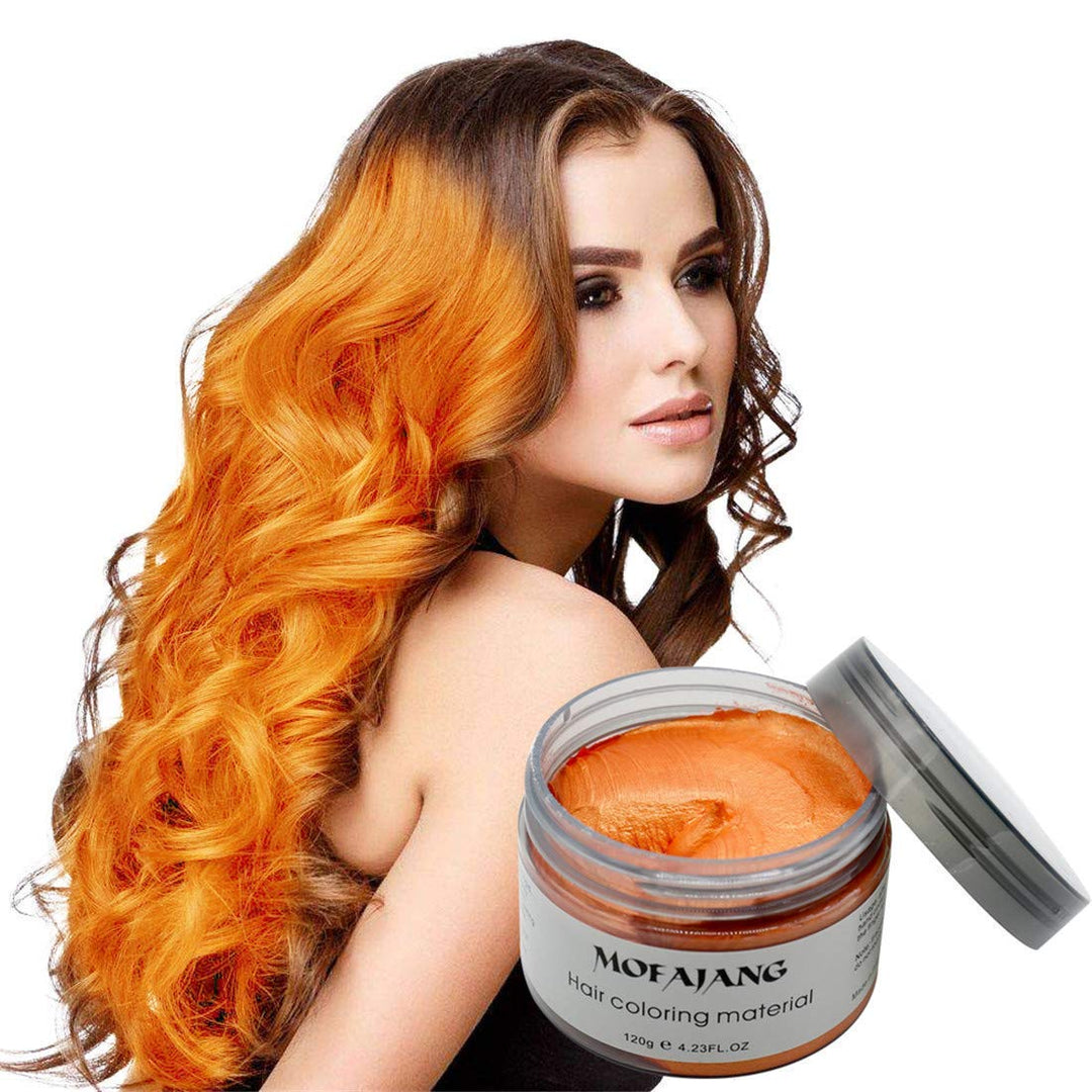Unisex Hair Wax Color Dye Styling Cream Mud, Natural Hairstyle Pomade, Washable Temporary,Party Cosplay (Orange)