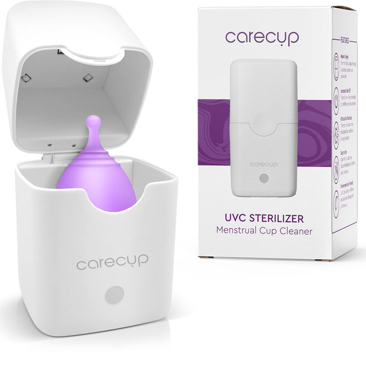 Menstrual Cup Sterilizer - Modern Menstrual Cup Cleaner Unscented Sanitizer - 2-Minute Automatic Steam Wash - Holder Fits Small Soft &amp; Large Period Disc (UV)