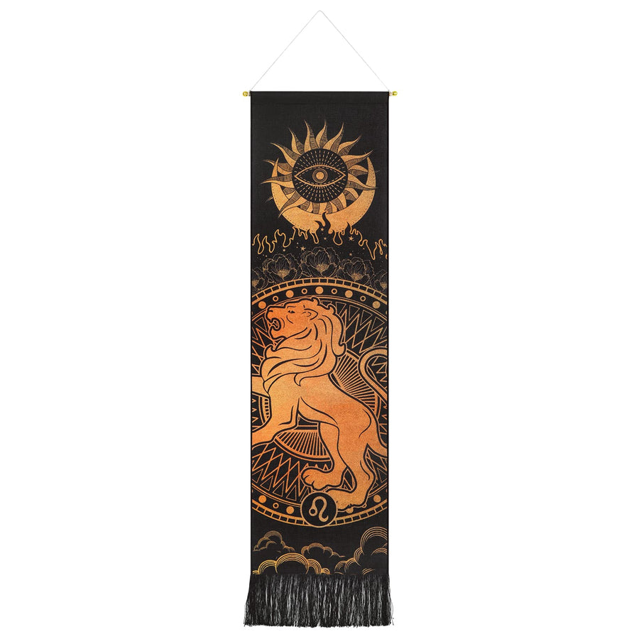 Leo Tapestry Sun and Moon Tapestry Zodiac Tarot Tapestry Constellation Leo Tapestry Hippie Astrology Tapestry Wall Hanging for Room (Leo, 12.8 x 51.2 inches)