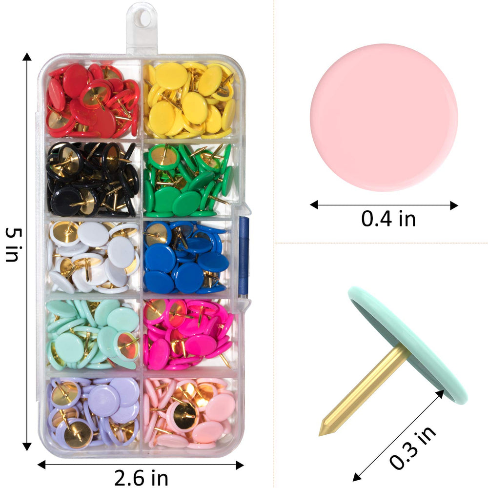 Thumb Tacks for Cork Board 300-Count, 10 Assorted Colors, Decorative Push Pins for Bulletin Board, Corkboard, Poster, Marking Maps, Notice Boards, Pictures