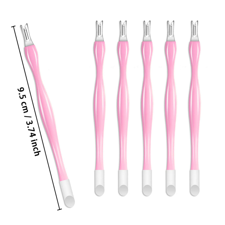 30 Pieces Nail Cuticle Trimmer Remover Plastic Handle Cuticle Pusher Rubber Nail Cleaner Double Head Dead Skin Cuticle Knife Removal Fork Nail art Tools for Girls Women and Men - Pink